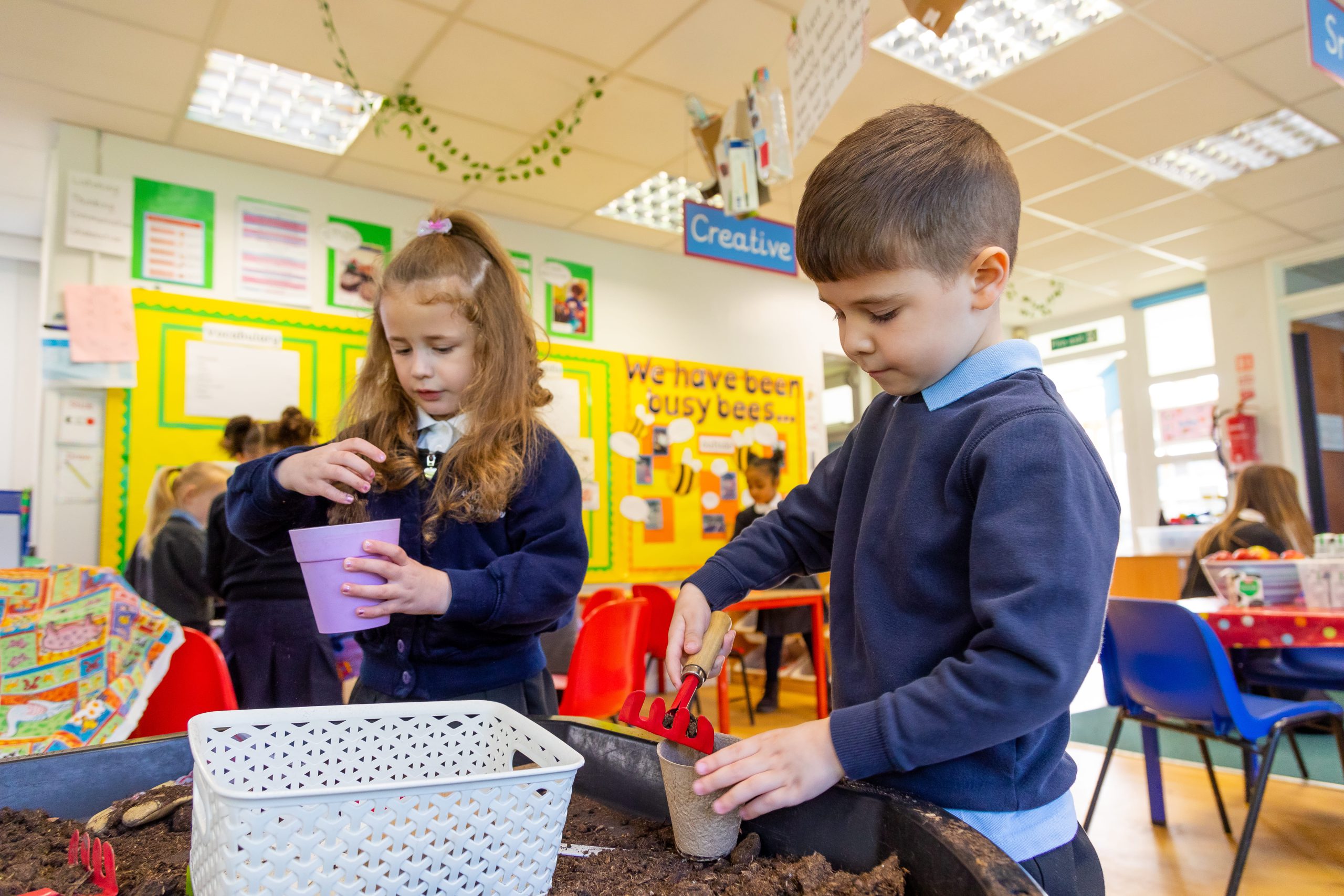 Students doing art and craft at Huntingdon Contemporary School