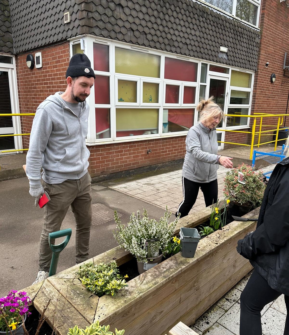 Huntingdon allotment volunteers planting
